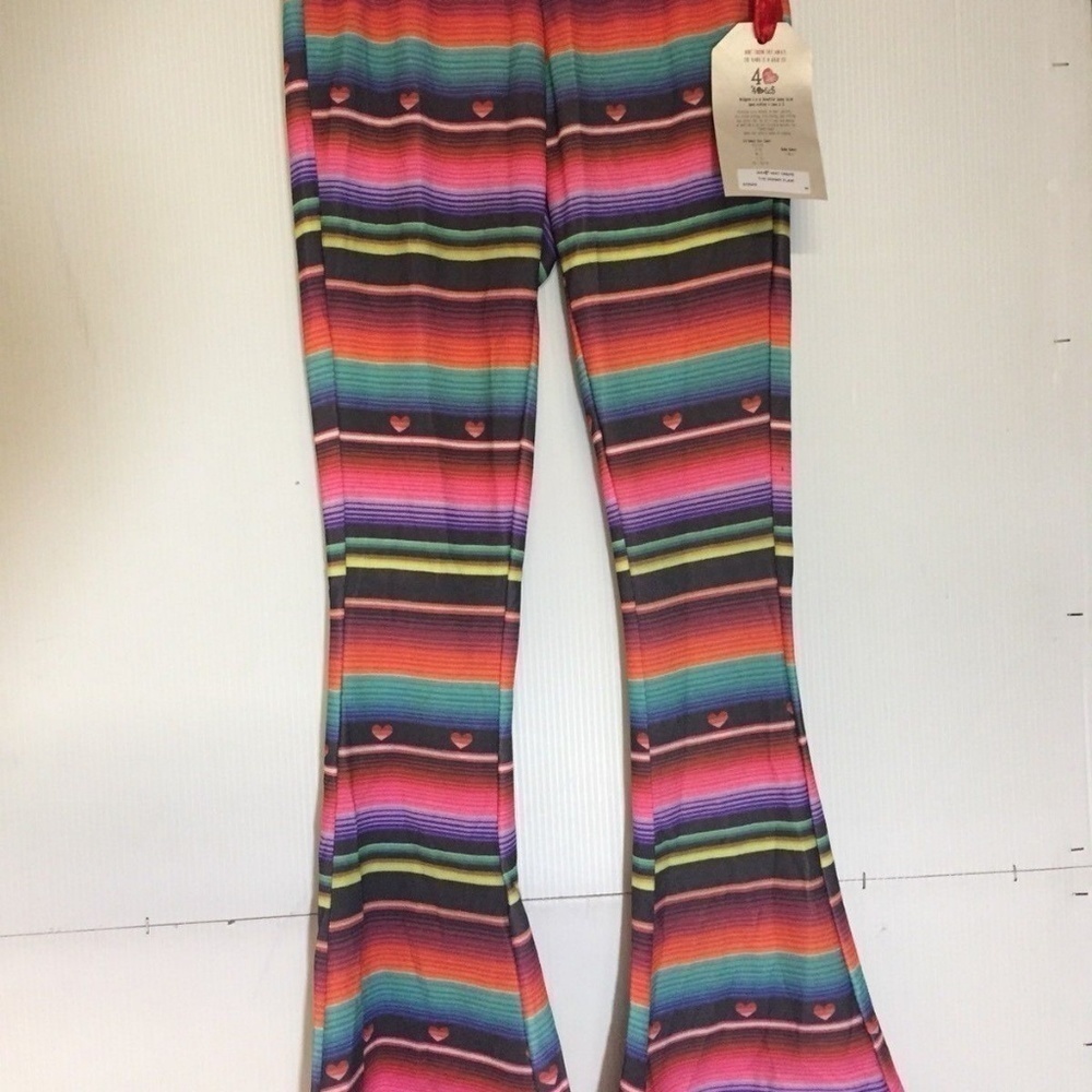 4 Love & Money Girls Skinny Flair Stripped Pant - Picture 4 of 12